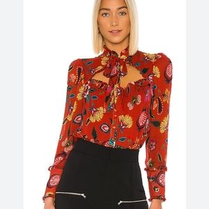❤️ ALEXIS ELODIE FLORAL TIE NECK CUT OUT TOP, SMALL